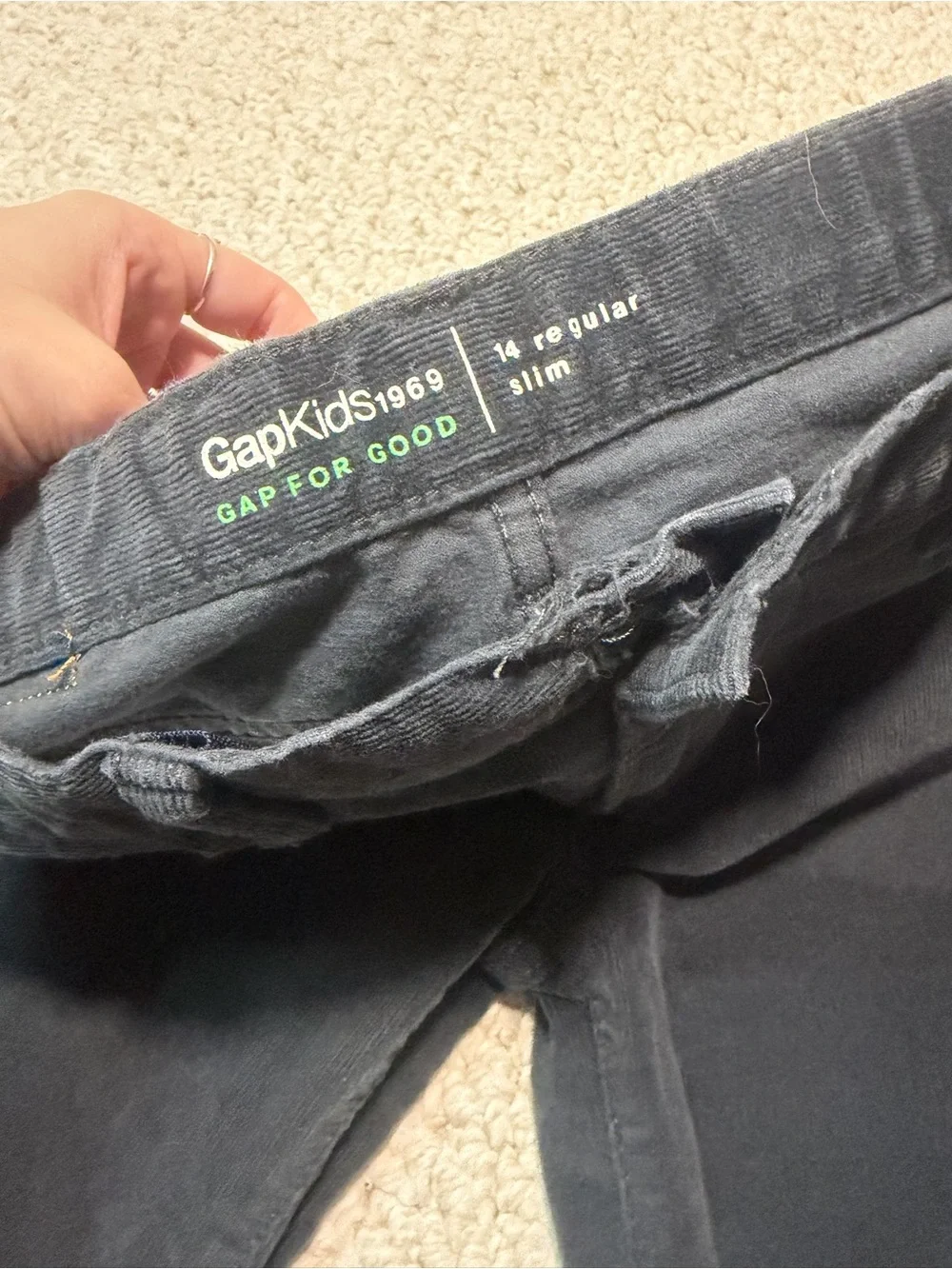 Gap Gray/Navy/Black Boys Corduroy Jeans 14 Regular Slim